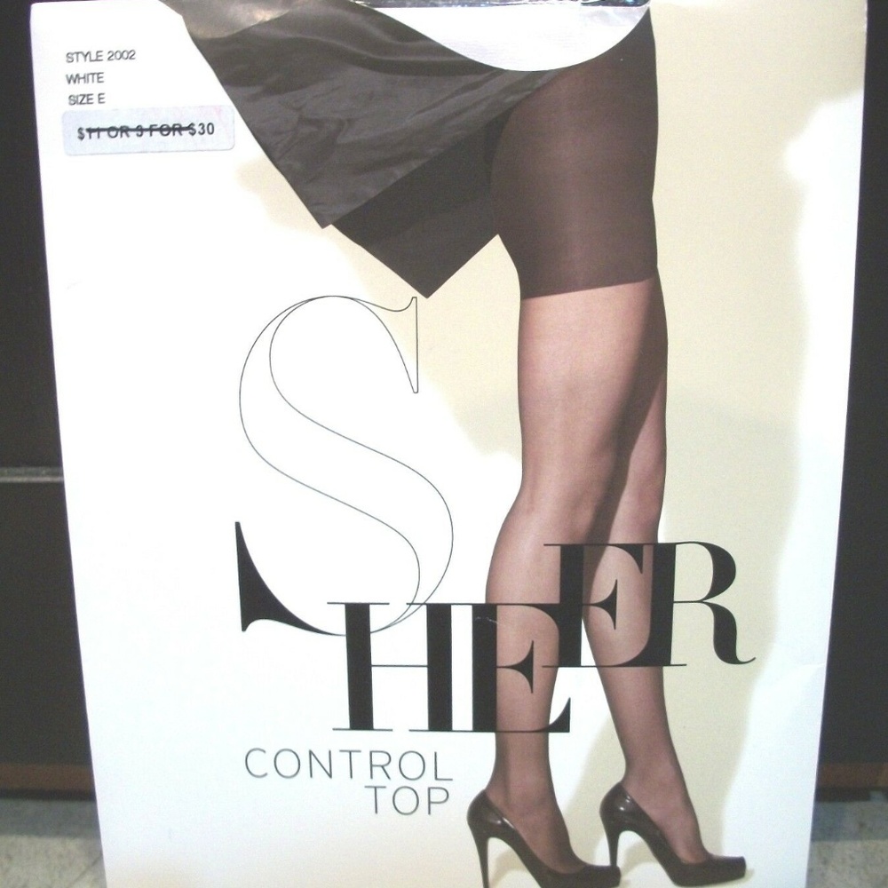 Nordstrom Sheer Control Top White Panty Hose A